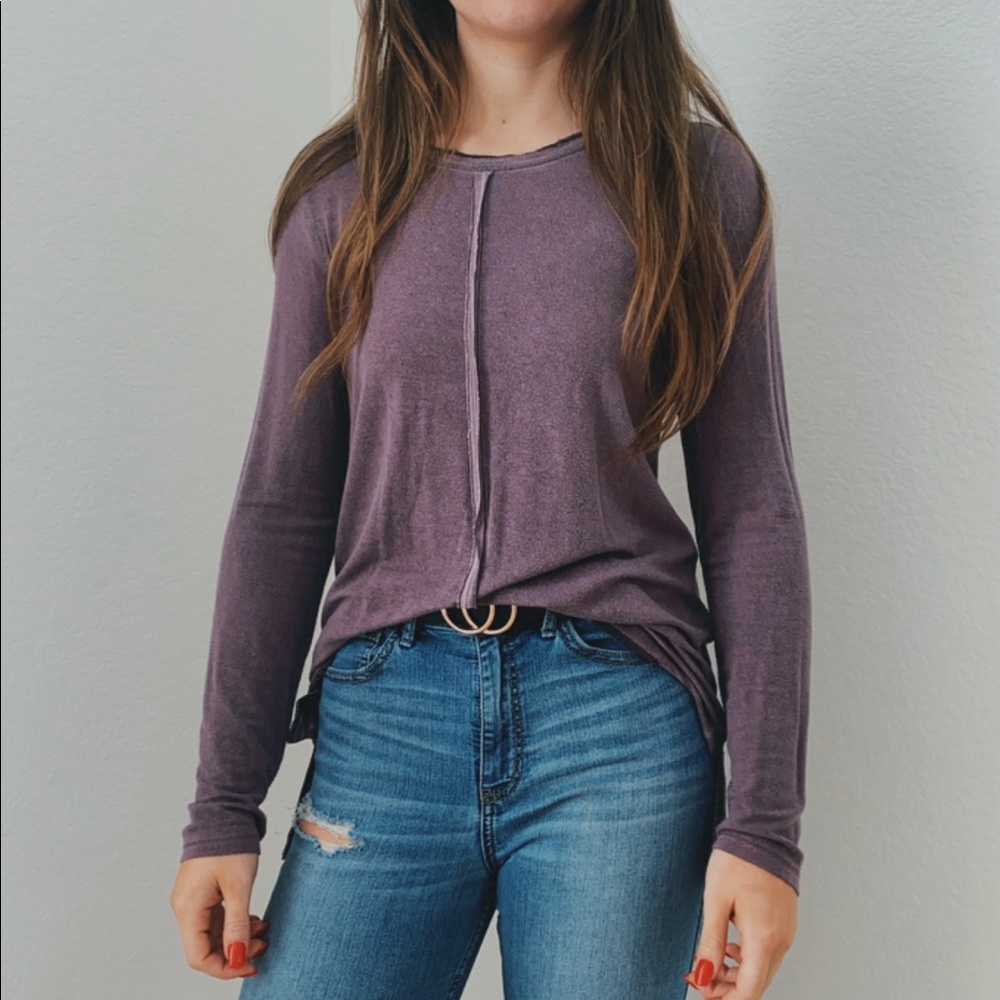 purple long sleeve t-shirt